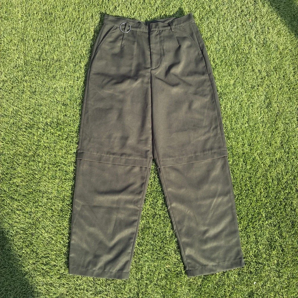 MNML Mens Black Layered Seam D-Ring Straight Leg Streetwear Pants Size S
